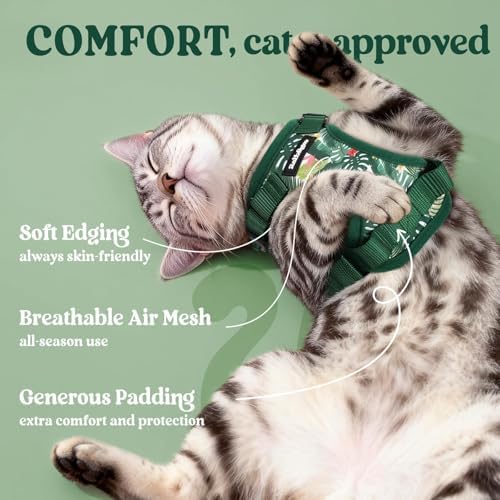 rabbitgoo Cat Harness and Leash Set, Escape Proof Vest, Rainforest Green