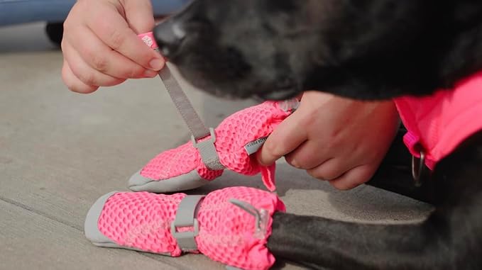 Canada Pooch Dog Boots for Hot Pavement - Dog Boots & Paw Protectors with Anti Slip Rubber | Water Friendly, Breathable Dog Shoes for Hot Days, Great for Dogs Neon Pink - Size 4