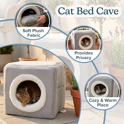 Cat House - Indoor Bed with Removable Foam Cushion - Cat Cave