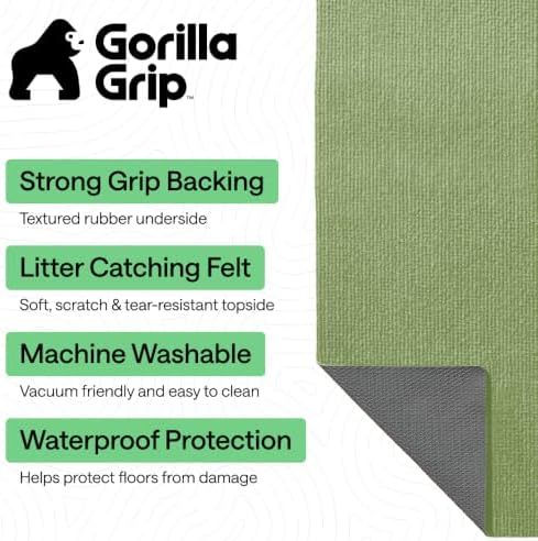 GORILLA GRIP Cat Litter Box Mat, Soft Felt Scatter Catcher