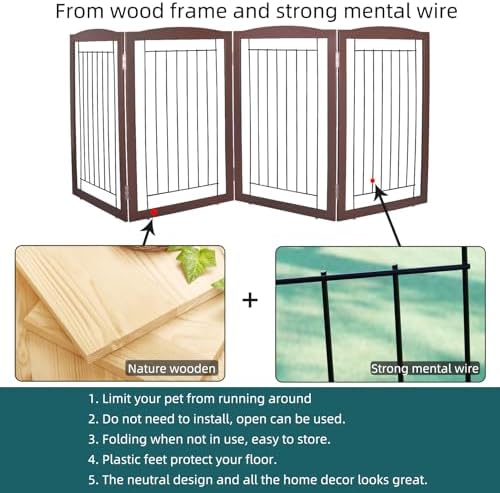 ZJSF Freestanding Foldable Dog Gate