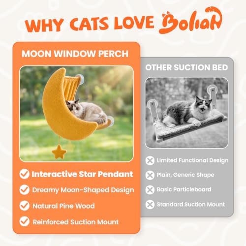 Cat Window Perch Moon Shape, Large Cat Hammock Bed Washable