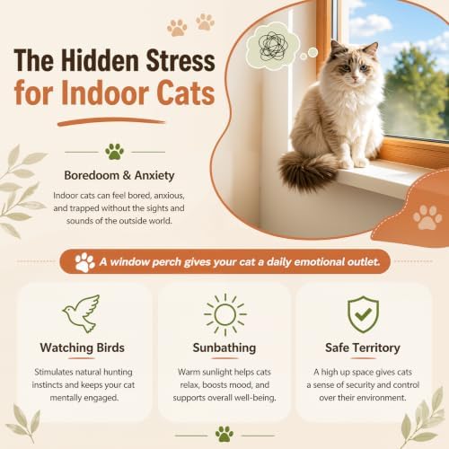 XIAZ Cat Perch for Window Cats Hammock Indoor Bed for Window Adjustable Wooden