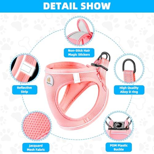 Hipubby Dog Harness and Leash Set, No Pull Soft Mesh Puppy Harness