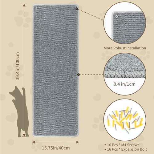 FHTONGE Extra Tall Thickened Cat Wall Climbing Carpet