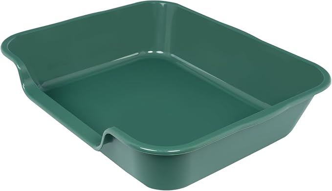 1 Pack of Extra Large Cat Litter Box (ABS Material), Low Entry Senior Litter Pen for Geriatric Kitty Big Cats, Jumbo Pet Safe Litter Boxes Tray for Indoor Pets Potty (Green, 24" L x 20" W)