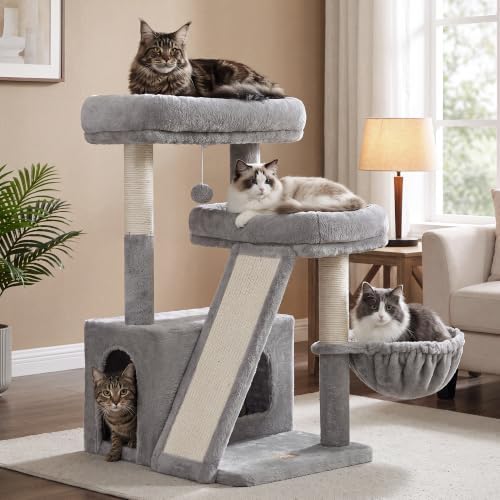 Heybly Compact Cat Tree with Big Scratcher, Stable Cat Tower HCT206SW