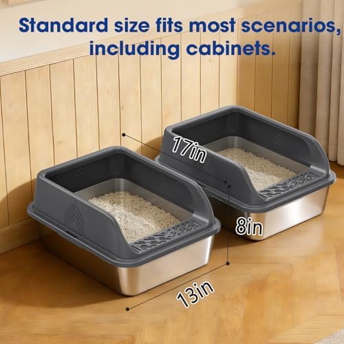 2 Pack Small Stainless Steel Litter Box
