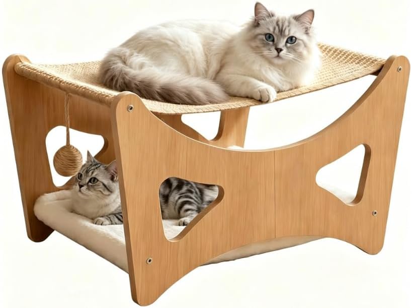 Cat Hammock Bed, 3 in 1 Elevated Bunk Cat Hammock Bed