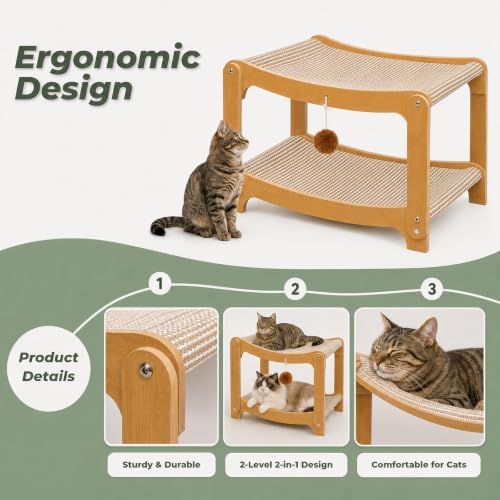 2-Level Sisal Cat Scratcher Bed, Cat Hammock