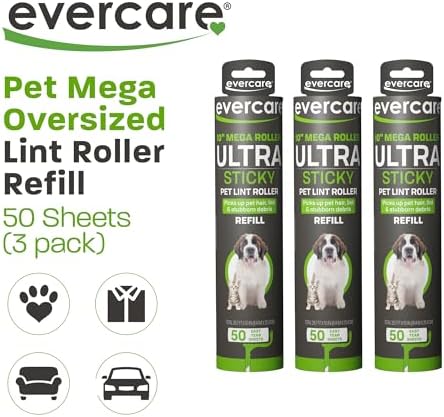 Evercare Pack of 3 All-Purpose Pet Mega Oversized Lint Roller Refills, 50