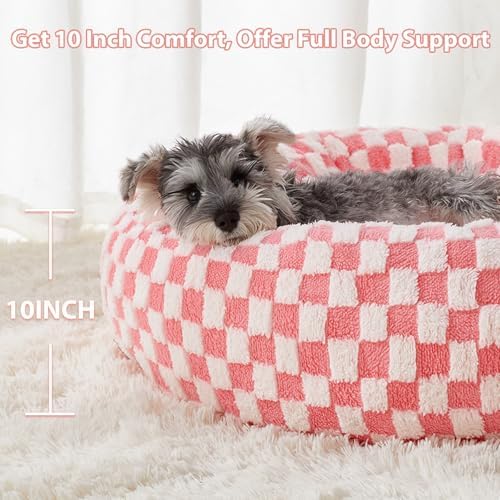 BFPETHOME Medium Washable Cozy Donut Dog Beds