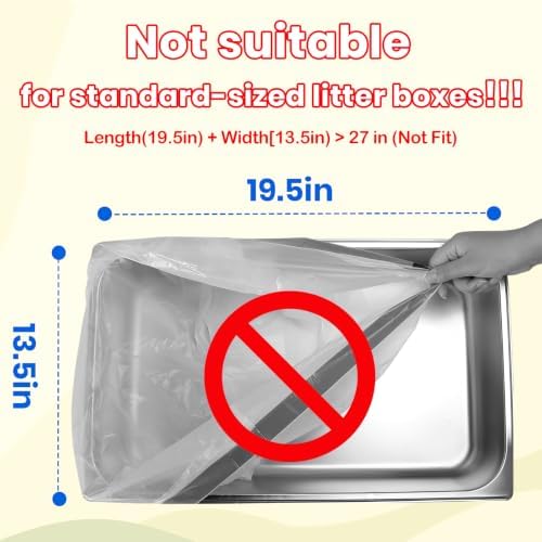 160 Count Automatic Cat Litter Box Liners Bags 27"x13" Drawstring Handle