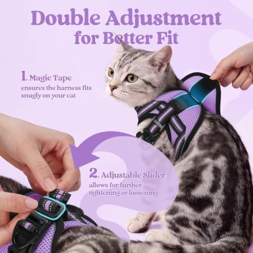 rabbitgoo Cat Harness and Leash Set, Step-in Soft Vest, Light Purple