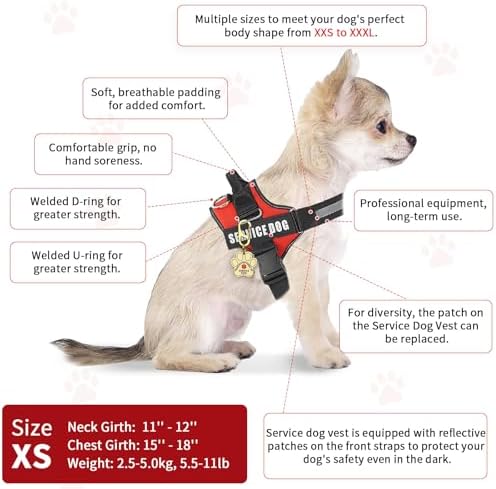 Opstin Service Dog Vest, ID Tag 50 ADA Information Cards, Service Dog Harness w