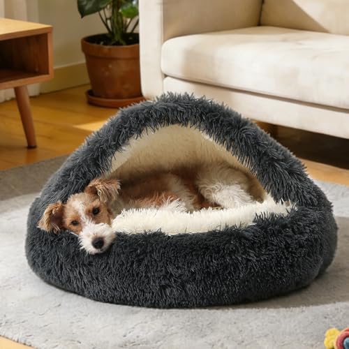 NOYAL Hooded Donut Bed, Calming Cave