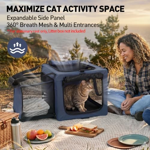 Rolling Cat Carrier with Wheels, 16.5 x 13 x 11.8 in