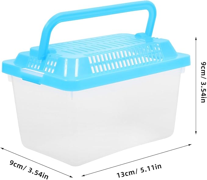 Plastic Turtle Fish Tank with Handle, Clear Aquarium Container for Small Pets, Tortoise Habitat, Goldfish Bowl, Reptile Transport Box, 5.11 X 3.54 X 3.54 Inch