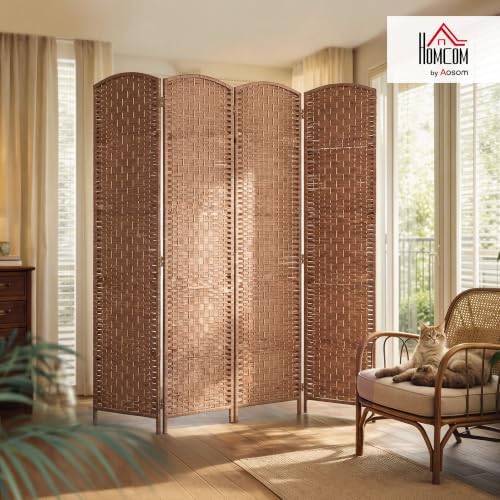 HOMCOM Room Divider 4-Panel, 6FT-Tall Folding Privacy Screen
