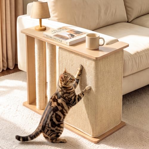 Cat Corner Side Table Scratcher, 2-in-1 Couch Protector from Cat Claws