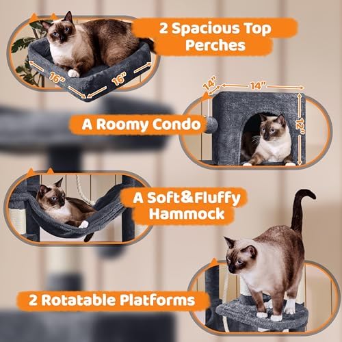 Yaheetech 59in Cat Tree for Large Cats, Condo Tower