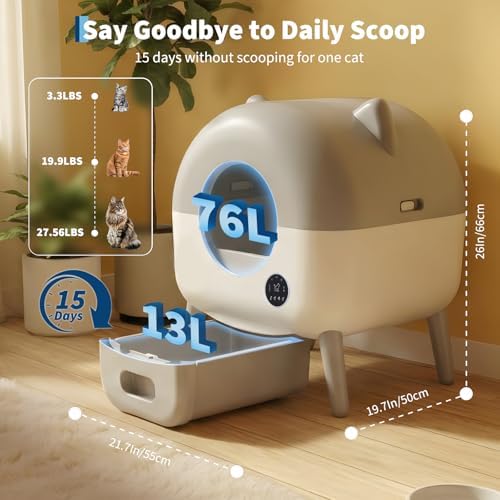 Automatic Self-Cleaning Cat Litter Box 76L Large Capacity