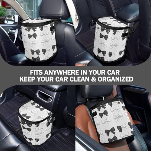 Car Trash Can Black White Bows Car Garbage Bag