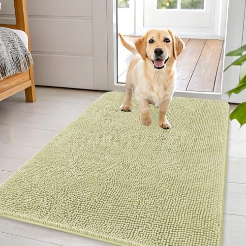OLANLY Dog Door Mat for Muddy Paws 44x32, Super Absorbent Chenille Mud Mat