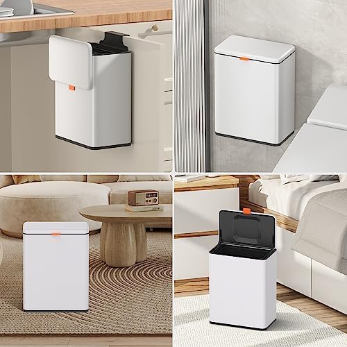 Mbillion 2.1 Gal White Hanging Stainless Steel Compost Bin