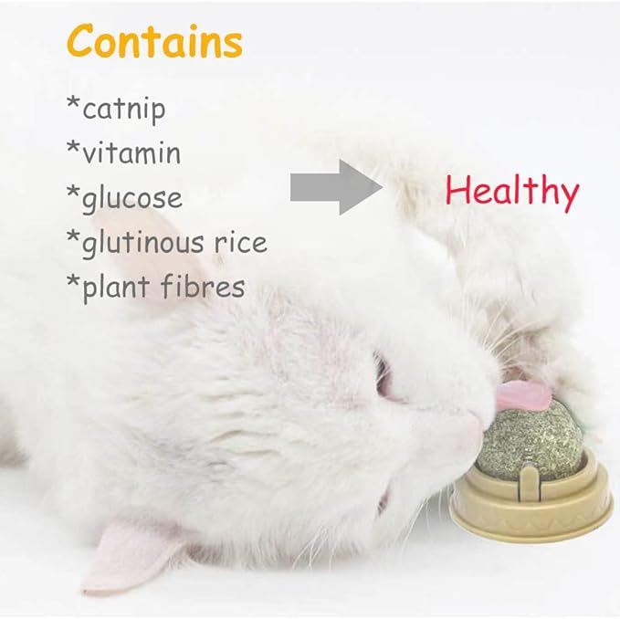 Oncpcare 4 Pack Catnip Balls, Natural Mint Leaf Catnip Ball for Cats Wall Cat Nip Cat Treats Magic Toy for Kitten Kitty Playing Chewing