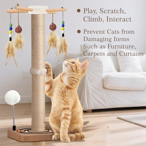 Tall Cat Scratching Post, 33 Inch Sisal Scratcher