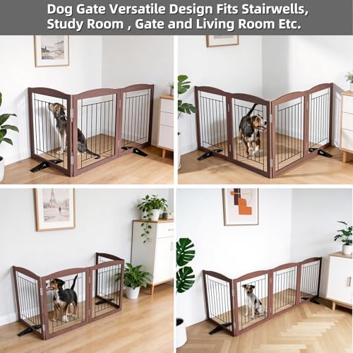 ZJSF Freestanding Dog Fence Indoor, Foldable Dog Gate
