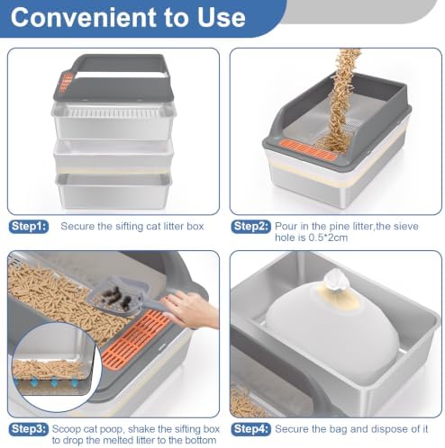 2PACK Stainless Steel Sifting Litter Box