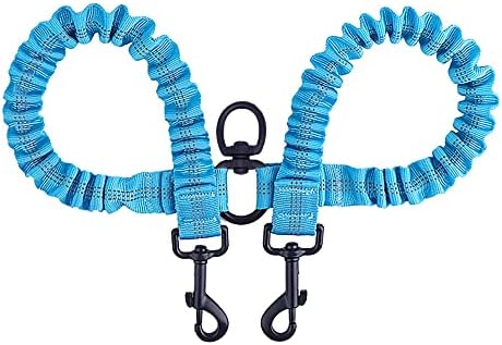 BAOBOTE Pet Double Dog Leash, Shock Absorbing Reflective Bungee Lead