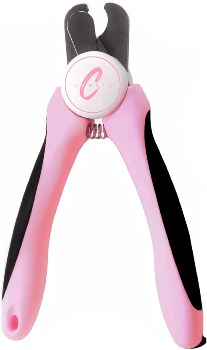 Pet Nail Clippers, Stainless Steel, Ergonomic Non Slip Design, Safe Home Pet Grooming for Cats and Dogs (Pink)