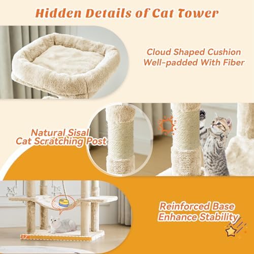 Sweetcrispy 66 Inch Cat Tree Tower