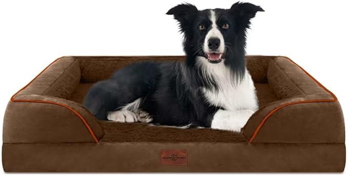 Comfort Expression Large Dog Beds Orthopedic Foam, Waterproof Dog Beds for Dogs, Comfy Pet Bed Sofa with Washable Removable Cover & Non-Slip Bottom(Large,Chocolate Brown)