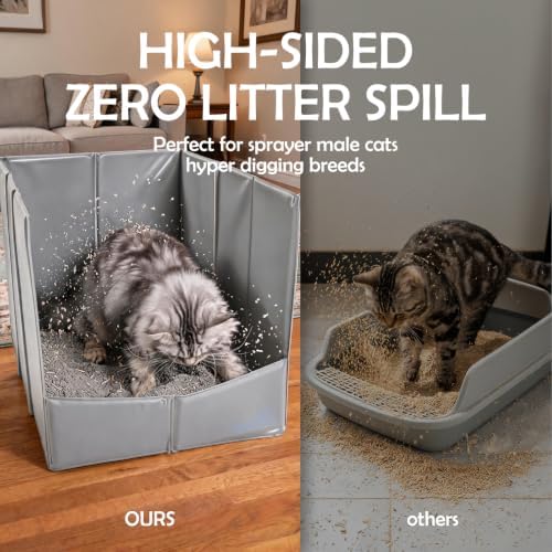 MEEXPAWS Cat Litter Box Enclosure, Foldable Waterproof Splash Guard