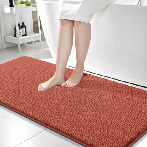 OLANLY Memory Foam Bathroom Runner Rugs 59x24, Long Mats, Rustic Terracotta