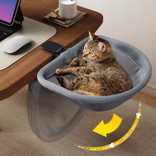 JUNSPOW Cat Desk Bed One-Click Folding, Maximum Holds 40lb