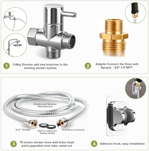 Dog Shower Attachment, All-in-One Pet Bathing Attachment