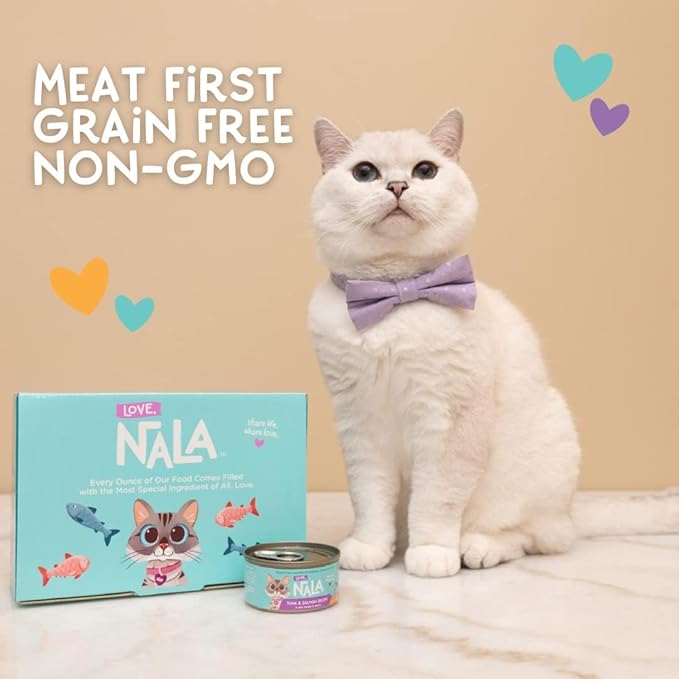 LOVE, NALA - Natural Adult Cat Wet Food - Pate Variety Pack - Tuna, Chicken, Tuna and Salmon - Grain Free, Non-GMO, Fiber Blend, Minerals, Vitamins - 12 Pack 2.1 lbs.
