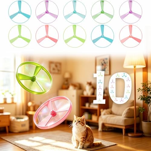 10Pcs Cat Toy Flying Discs, Interactive Cat Fetch Toy