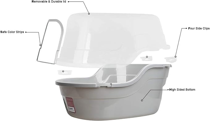 Petphabet Jumbo Hooded Cat Litter Box, Extra Large Gray