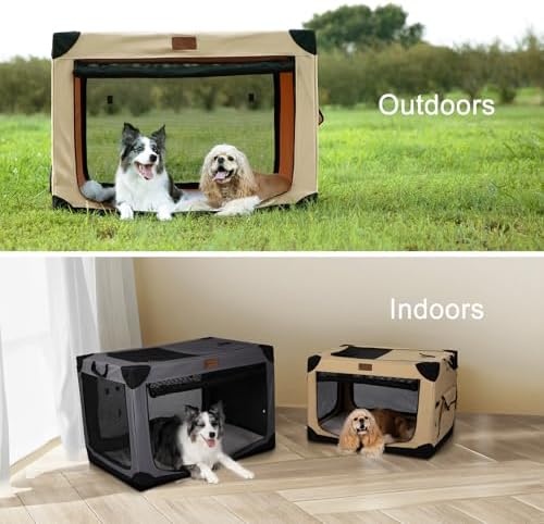 Garnpet Soft Dog Crate for Medium Dogs, 4-Door Foldable Collapsible Dog Crate