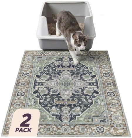 Lovewag Cat Litter Mat, Litter Box Mat, Sage Forest, 2 Pack