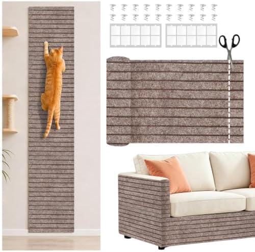 SEPAZON Cat Scratch Couch Furniture Protector, Adhesive Climbing Carpet Mat