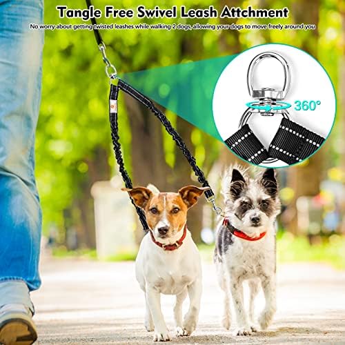2 Dog Leash, 360° Swivel No Tangle Double Dog Walking & Training Leash
