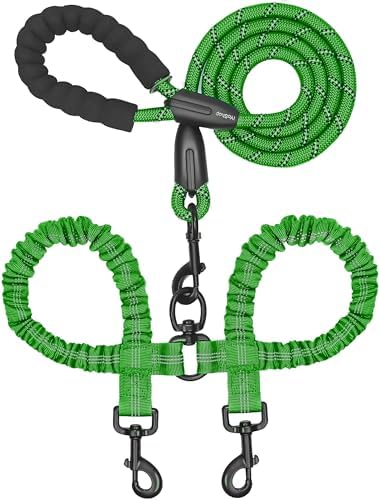 iYoShop Double Dog Leash, 360° Swivel, No Tangle
