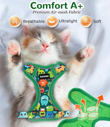 Halypet Cat Harness and Leash Set, Escape Proof Adjustable Harness